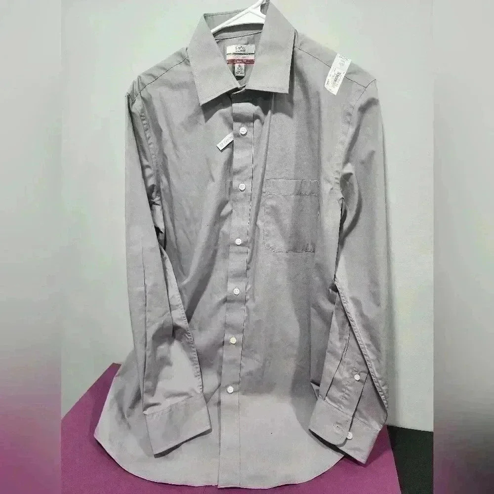 Croft&Barrow Men’s Dress Shirt Grey, Easy Care, 15-1/2 32/33 NEW